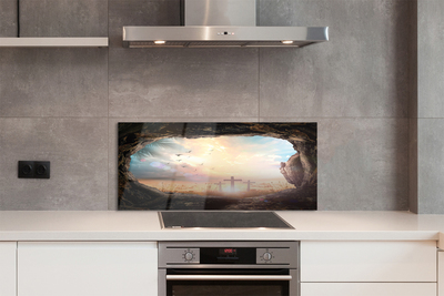 Painel de vidro Caverna cruza pássaros