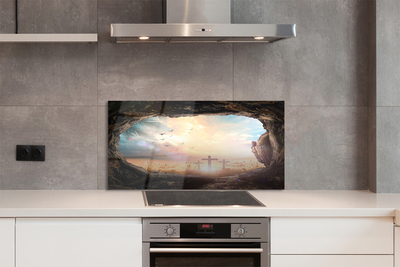 Painel de vidro Caverna cruza pássaros