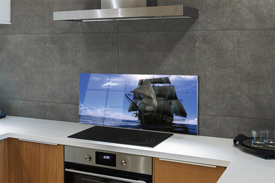 Painel de vidro Mar, navio, nuvens