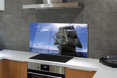 Painel de vidro Mar, navio, nuvens