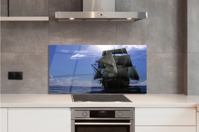 Painel de vidro Mar, navio, nuvens