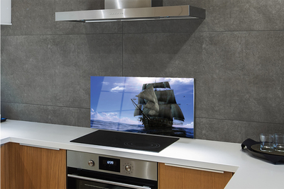 Painel de vidro Mar, navio, nuvens