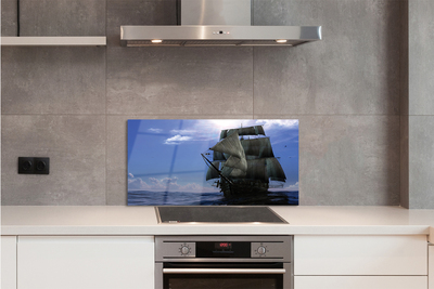 Painel de vidro Mar, navio, nuvens