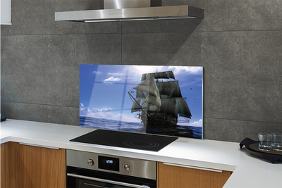 Painel de vidro Mar, navio, nuvens