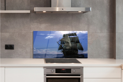 Painel de vidro Mar, navio, nuvens