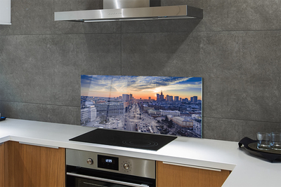 Painel de vidro Arranha-céus ao pôr do sol em Varsóvia