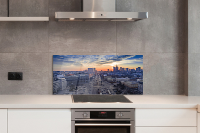 Painel de vidro Arranha-céus ao pôr do sol em Varsóvia