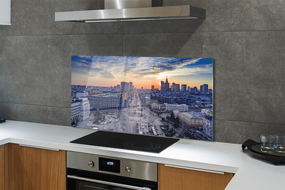 Painel de vidro Arranha-céus ao pôr do sol em Varsóvia