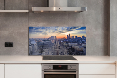 Painel de vidro Arranha-céus ao pôr do sol em Varsóvia