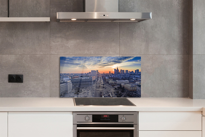 Painel de vidro Arranha-céus ao pôr do sol em Varsóvia