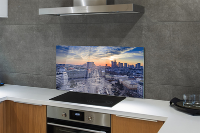 Painel de vidro Arranha-céus ao pôr do sol em Varsóvia