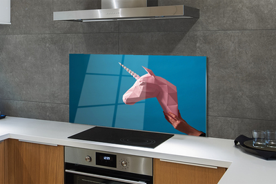 Painel de vidro Unicórnio de origami rosa