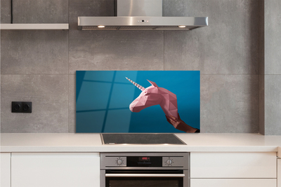 Painel de vidro Unicórnio de origami rosa