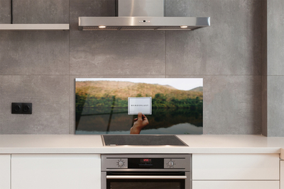 Painel de vidro Panorama da inscrição mão