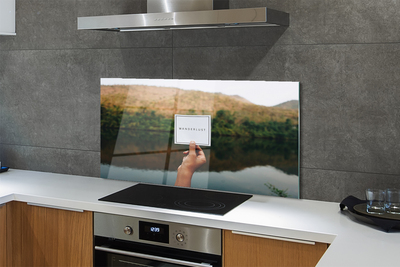 Painel de vidro Panorama da inscrição mão