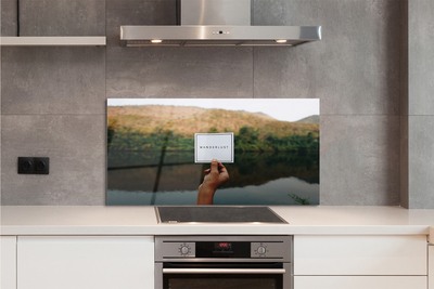 Painel de vidro Panorama da inscrição mão