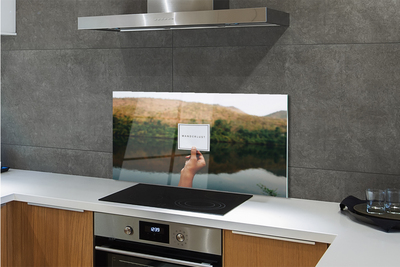 Painel de vidro Panorama da inscrição mão