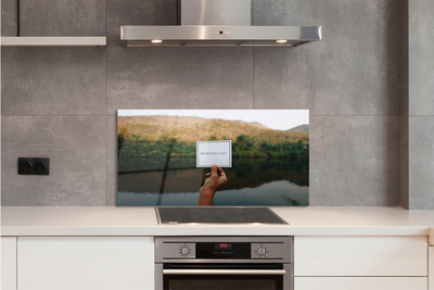 Painel de vidro Panorama da inscrição mão