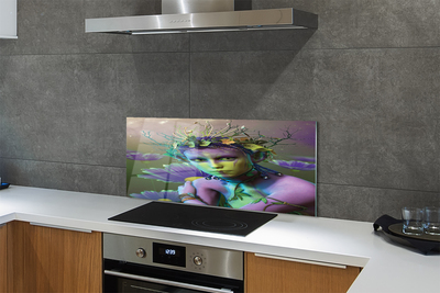 Painel de vidro Mulher elfa flores