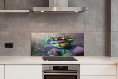 Painel de vidro Mulher elfa flores