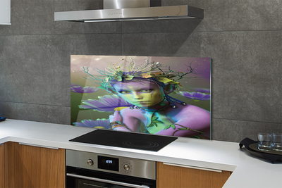 Painel de vidro Mulher elfa flores