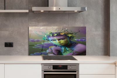 Painel de vidro Mulher elfa flores