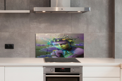 Painel de vidro Mulher elfa flores