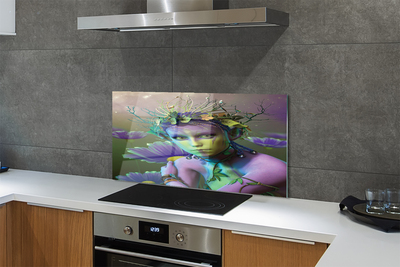 Painel de vidro Mulher elfa flores