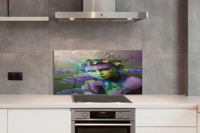 Painel de vidro Mulher elfa flores