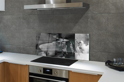 Painel de vidro Pessoas do céu preto e branco