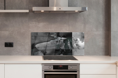 Painel de vidro Pessoas do céu preto e branco