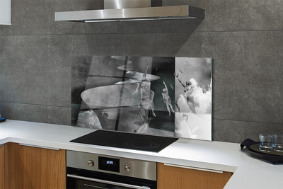 Painel de vidro Pessoas do céu preto e branco