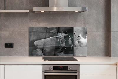 Painel de vidro Pessoas do céu preto e branco