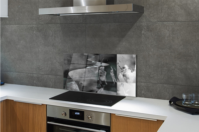 Painel de vidro Pessoas do céu preto e branco