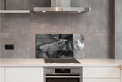 Painel de vidro Pessoas do céu preto e branco