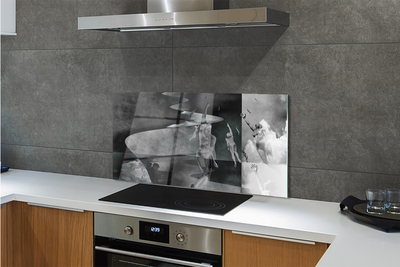 Painel de vidro Pessoas do céu preto e branco