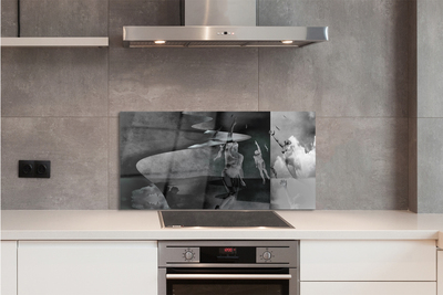 Painel de vidro Pessoas do céu preto e branco