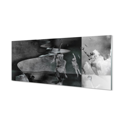 Painel de vidro Pessoas do céu preto e branco