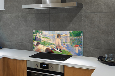 Painel de vidro Praia de arte à beira do lago