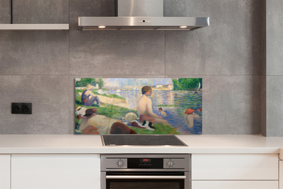 Painel de vidro Praia de arte à beira do lago