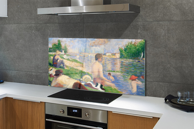 Painel de vidro Praia de arte à beira do lago