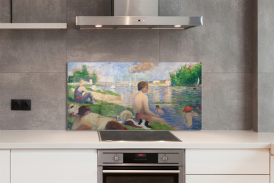 Painel de vidro Praia de arte à beira do lago