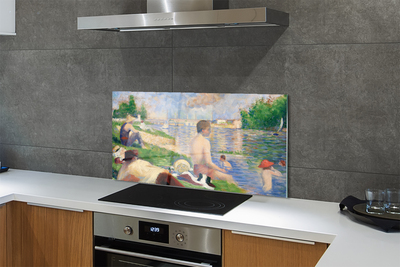 Painel de vidro Praia de arte à beira do lago