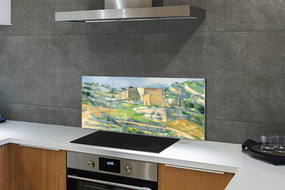 Painel de vidro Casa pintada com arte na colina