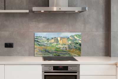 Painel de vidro Casa pintada com arte na colina