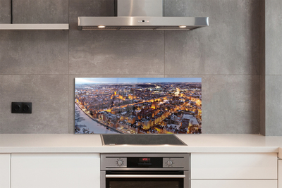 Painel de vidro Panorama do rio de inverno em Gdansk