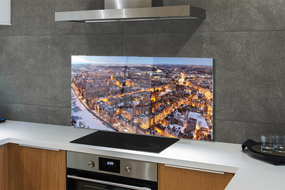 Painel de vidro Panorama do rio de inverno em Gdansk