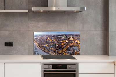 Painel de vidro Panorama do rio de inverno em Gdansk