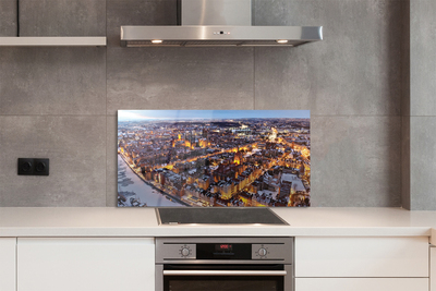 Painel de vidro Panorama do rio de inverno em Gdansk