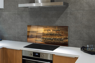 Painel de vidro Navio mar nuvens